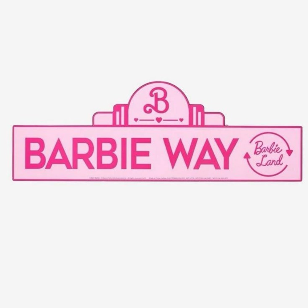 Mattel Barbie Way Street Sign Pink Barbie Land Movie Decor Wall Art Hot Topic